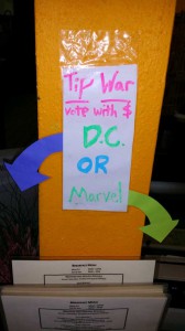 Comic Con 2014 Local Cafe Tip War Marvel Vs DC Comic Con 2014 Local Cafe Tip War Marvel Vs DC