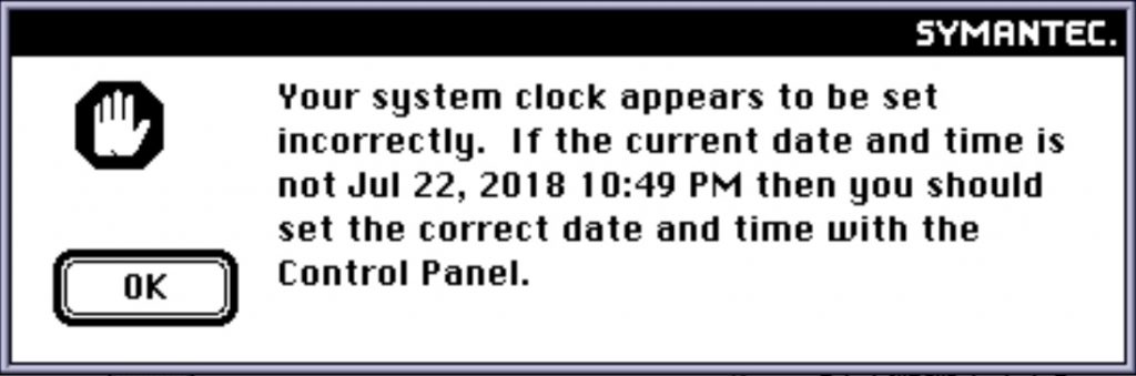 Norton 2.0.6 date error in 2018