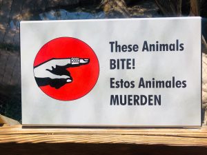 San Diego Zoo Safari Park - Animals Bite Sign