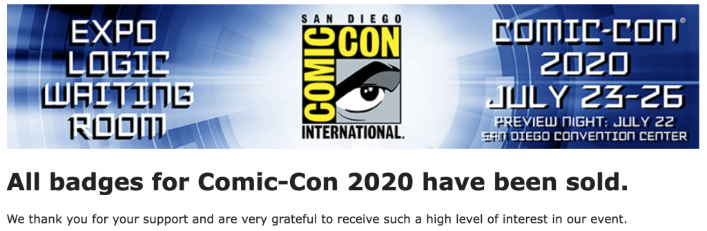 Comic-Con 2020 Sold out