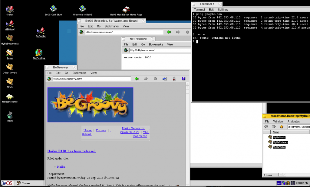 BeOS desktop